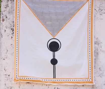 Hand-Block Printed Cotton Duvet Cover: Reversible Bauhaus Design