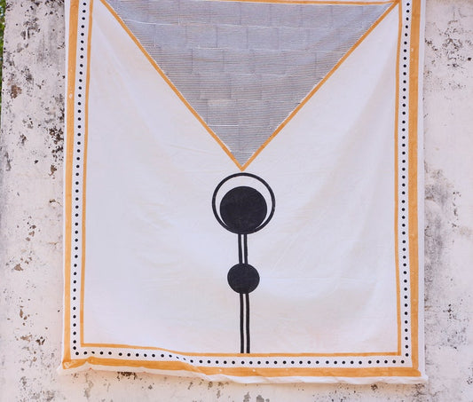 Hand-Block Printed Cotton Duvet Cover: Reversible Bauhaus Design