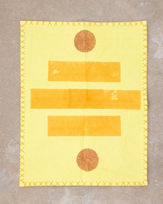 Handmade Block Printed Placemat Set: Modern Kantha Stitch Cotton Table Linens