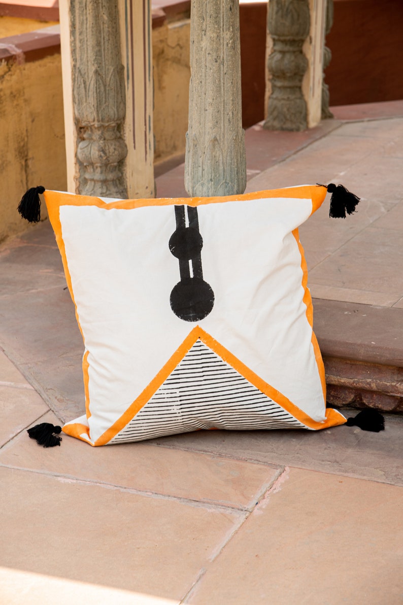 Hand-Block Printed Cotton Duvet Cover: Reversible Bauhaus Design