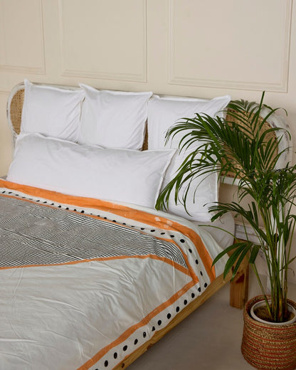 Hand-Block Printed Cotton Duvet Cover: Reversible Bauhaus Design