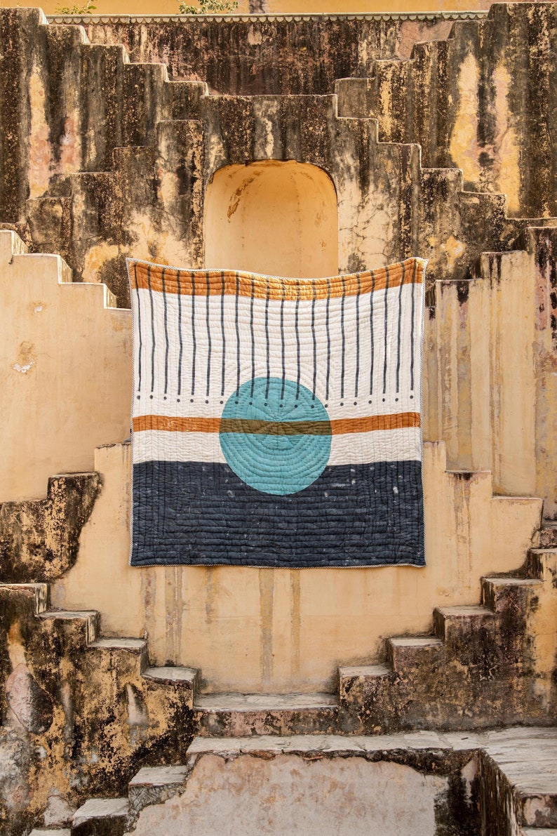 Handmade Queen Quilt: Reversible Boho Cotton Bedspread
