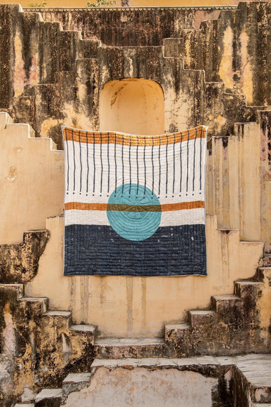Handmade Queen Quilt: Reversible Boho Cotton Bedspread