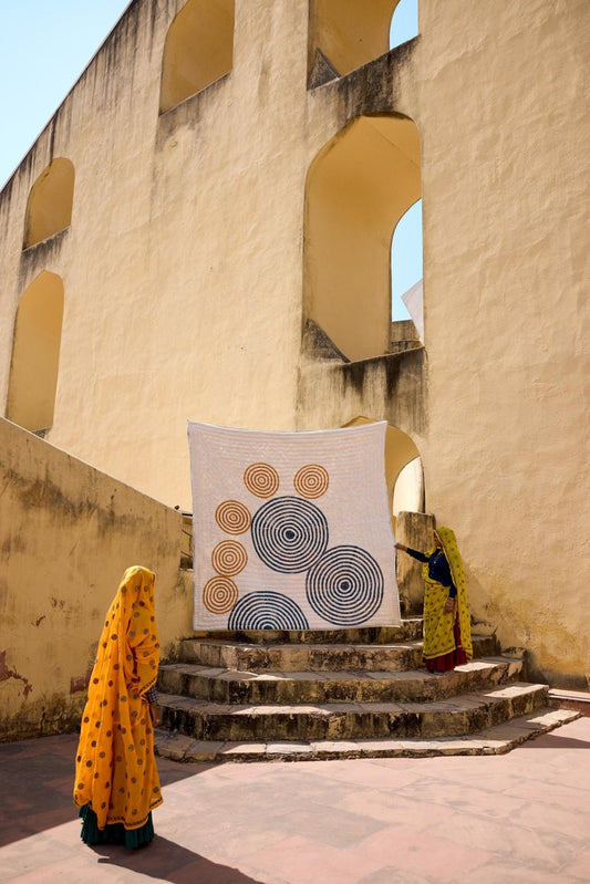 Handmade Kantha Quilt: Reversible Hand-Block Printed Cotton Bedding