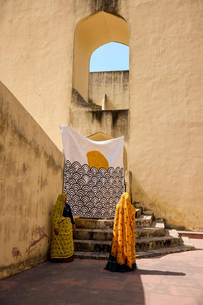 Handmade Kantha Quilt: Reversible Hand-Block Printed Cotton Bedding