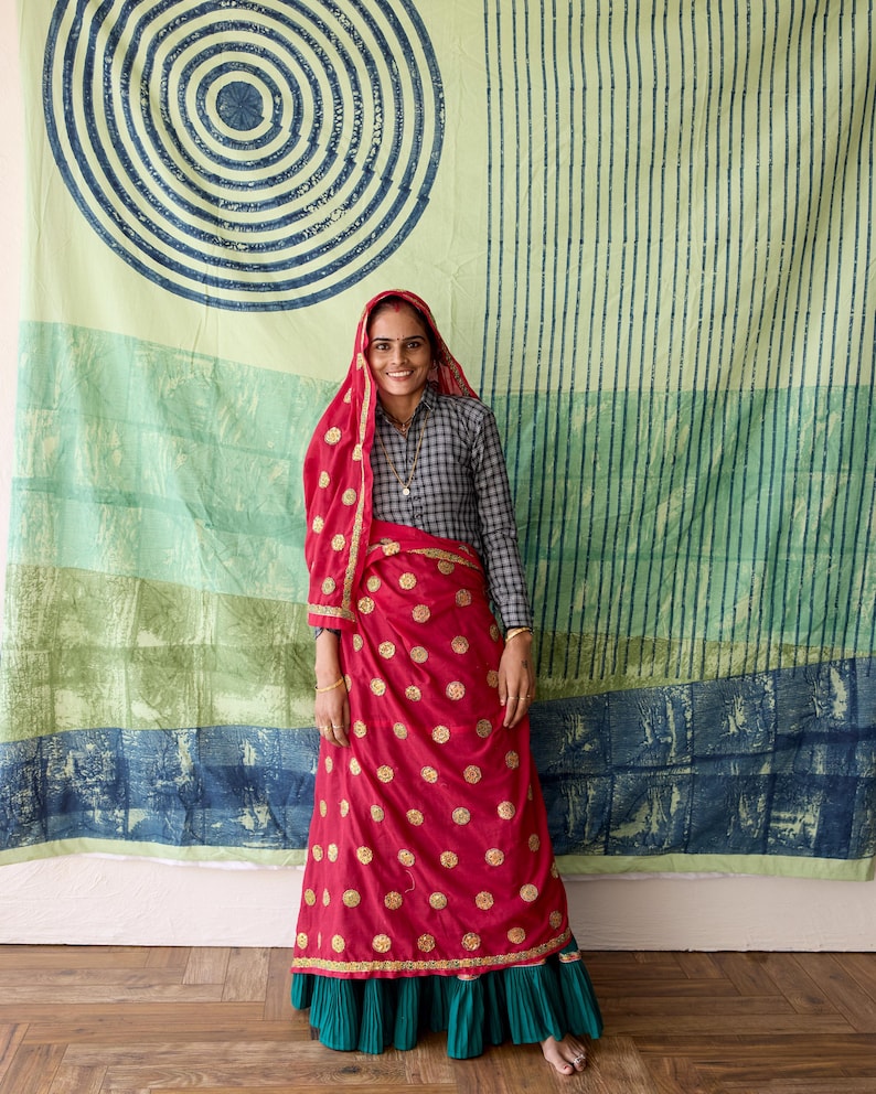 Hand-Block Printed Cotton Duvet Cover: Boho Sun, Reversible Design