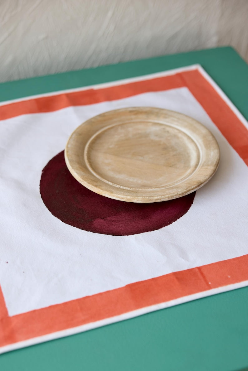 Block Printed Cotton Placemat Set: Bauhaus Inspired Table Linens