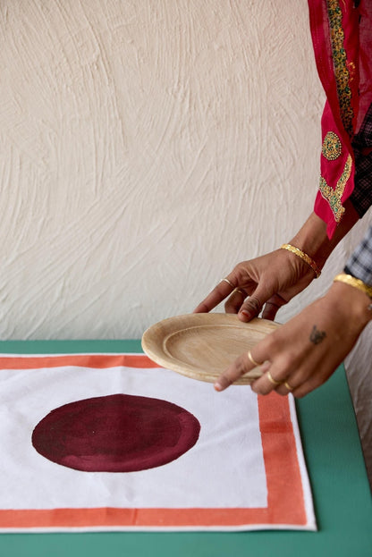 Block Printed Cotton Placemat Set: Bauhaus Inspired Table Linens