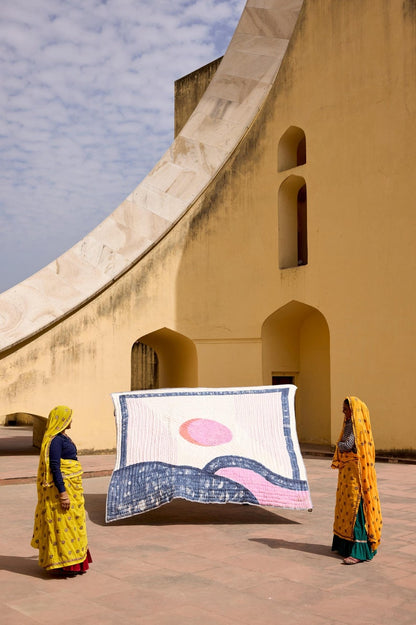 Reversible Cotton Quilt Set – Purple Hand Block Printed Kantha Blanket, Lightweight Boho Comforter, Indian Kantha Bedspread, Modern Bedding