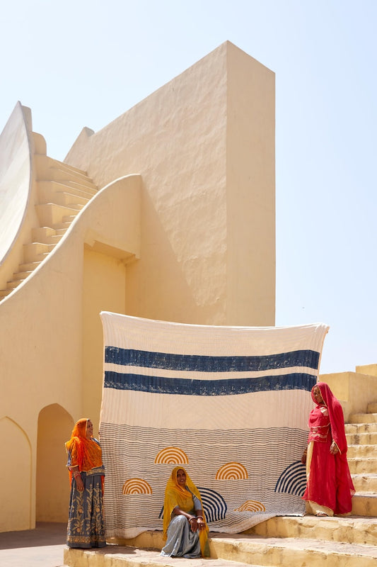 Handmade Cotton Quilt: Reversible Boho Sunset Bedding