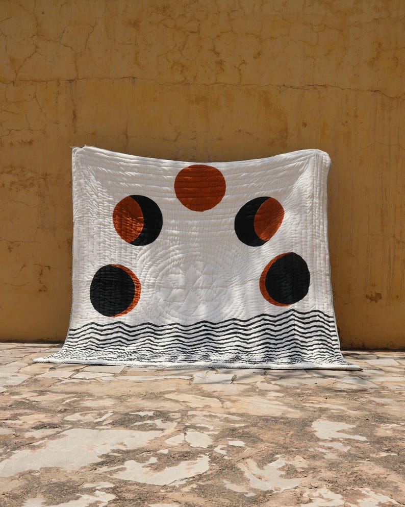 Hand Block Print King Size Quilt: Modern Bohemian Comforter
