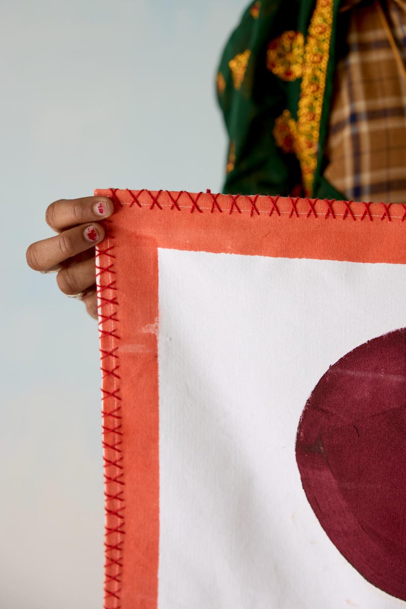 Block Printed Cotton Placemat Set: Bauhaus Inspired Table Linens
