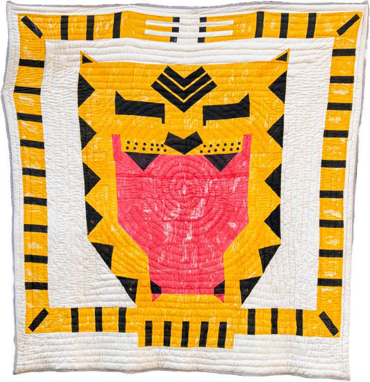 Hand-Block Printed Cotton Kantha Quilt: Reversible Boho Twin Bedding