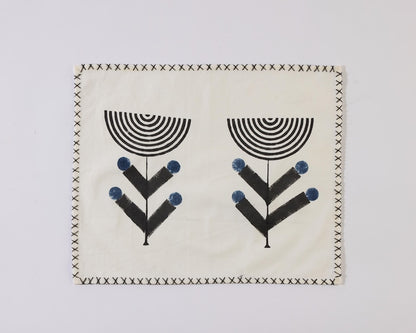 Hand Block Printed Cotton Placemat Set: Modern Floral Table Linens