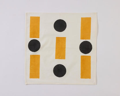 Modern Hand Block Printed Cotton Placemat Set With Bold Orange and Black Geometric Pattern and Hand-Stitched Edge – Set of 2, 4 or 6
