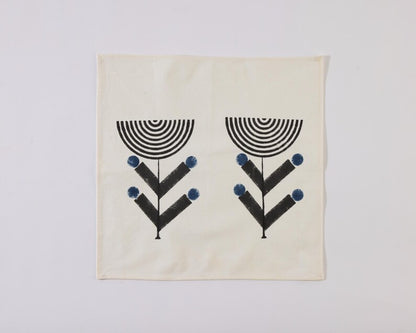 Hand Block Printed Cotton Placemat Set: Modern Floral Table Linens