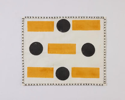 Modern Hand Block Printed Cotton Placemat Set With Bold Orange and Black Geometric Pattern and Hand-Stitched Edge – Set of 2, 4 or 6